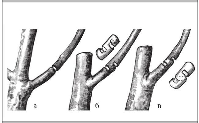Рис. 92. Кольцевание: а – сплошное; б – полукольцами; в – по спирали.